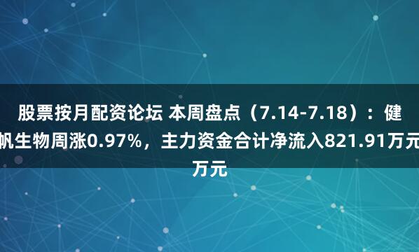 股票按月配资论坛 本周盘点（7.14-7.18）：健帆生物周涨0.97%，主力资金合计净流入821.91万元